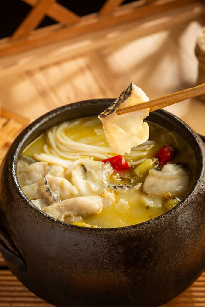 Chinese Sauerkraut Fish Rice Noodle Soup