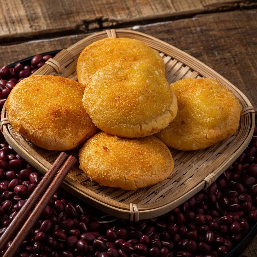 Deep Fried Pumpkin Pancake with Red Bean Paste